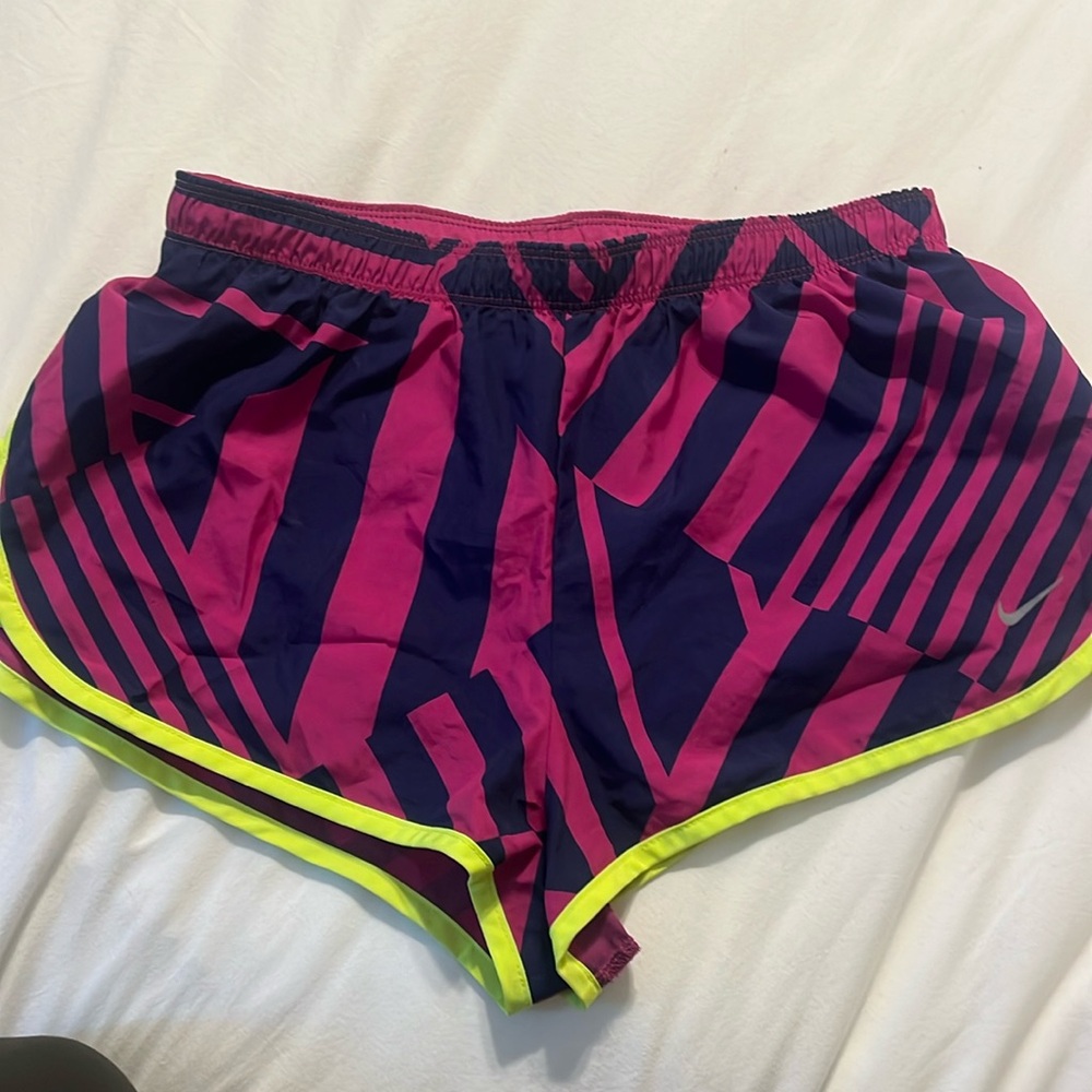 Nike women’s DRI – FIT athletic shorts, small, navy/ purple